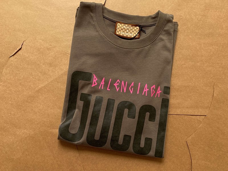 Футболка Gucci X Balenciaga Large Text Logos "Brown" фото № 2