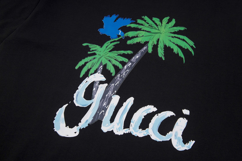 Футболка Gucci Two Palms Print "Black" фото № 3