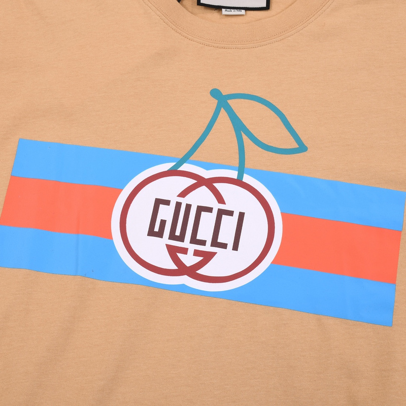 Футболка Gucci Cherry Logo "Brown" фото № 4