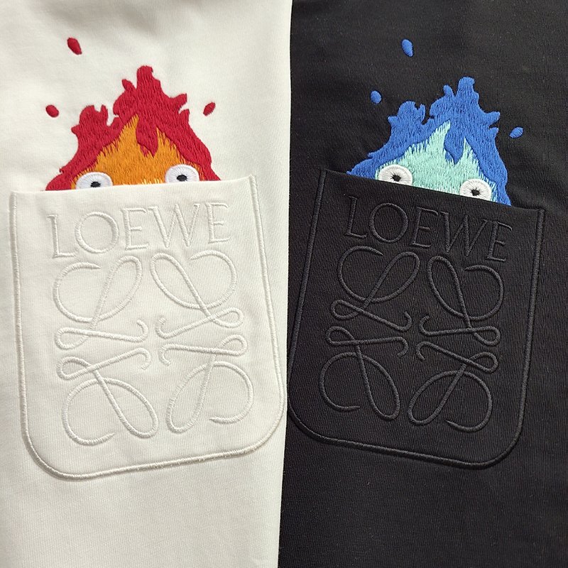 Футболка Loewe With Logo On The Pocket And Fire Pattern "White" фото № 3