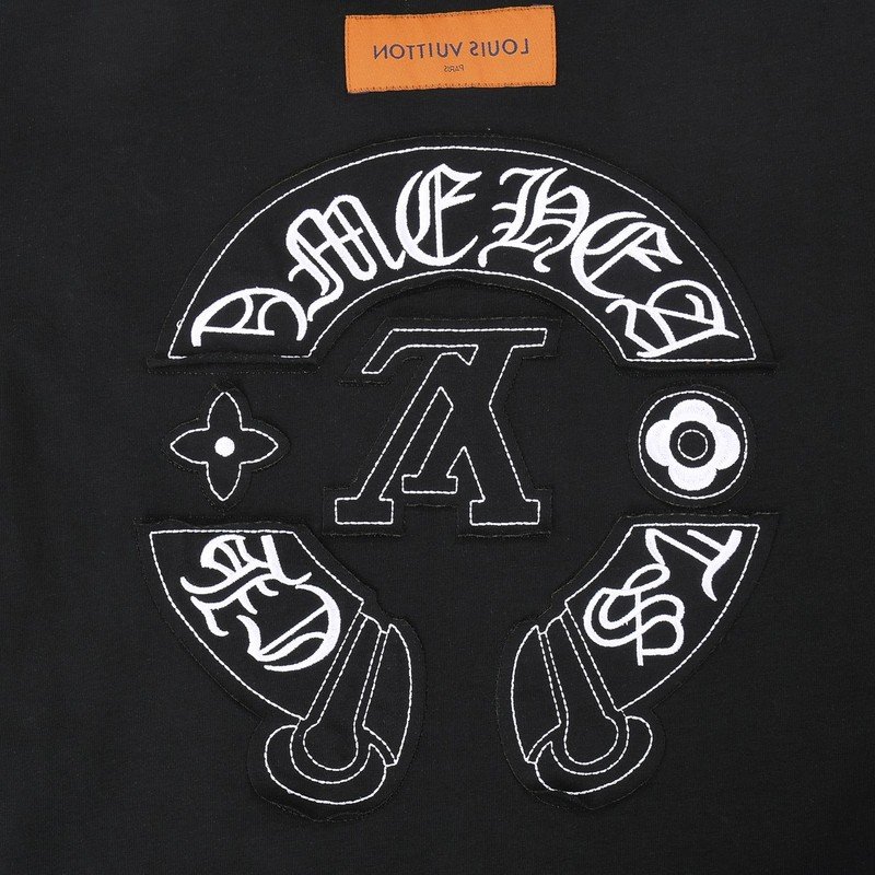 Футболка Louis Vuitton X Chrome Hearts With Two Logos "Black" фото № 2