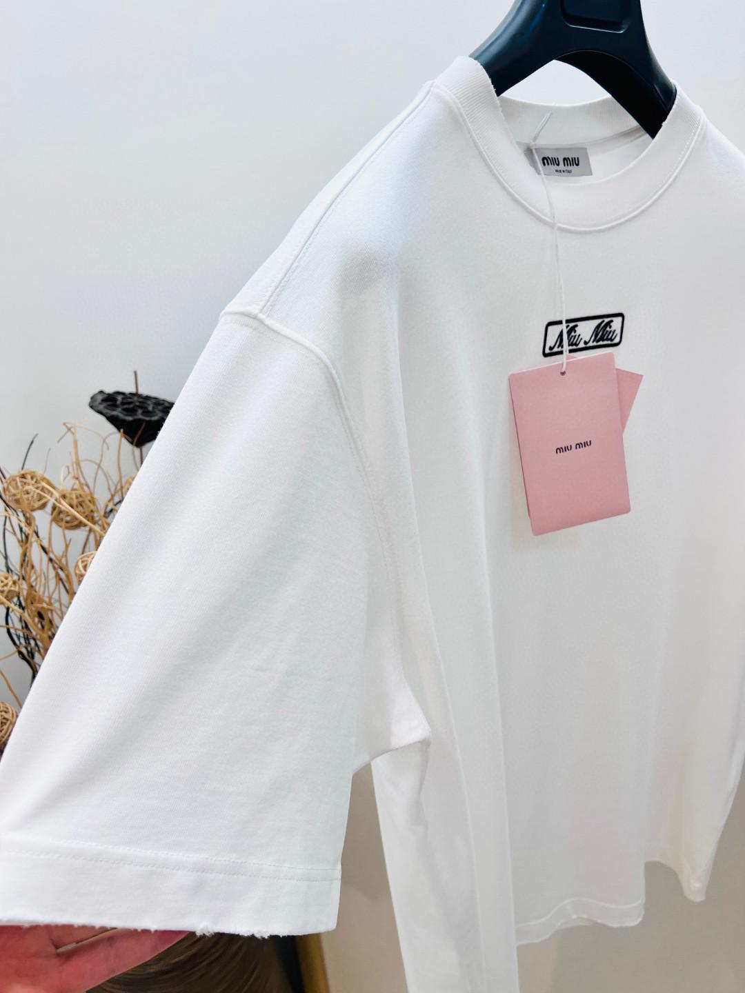 Футболка Miu Miu Frontside Handwritten Logo Miu Miu "White" фото № 5