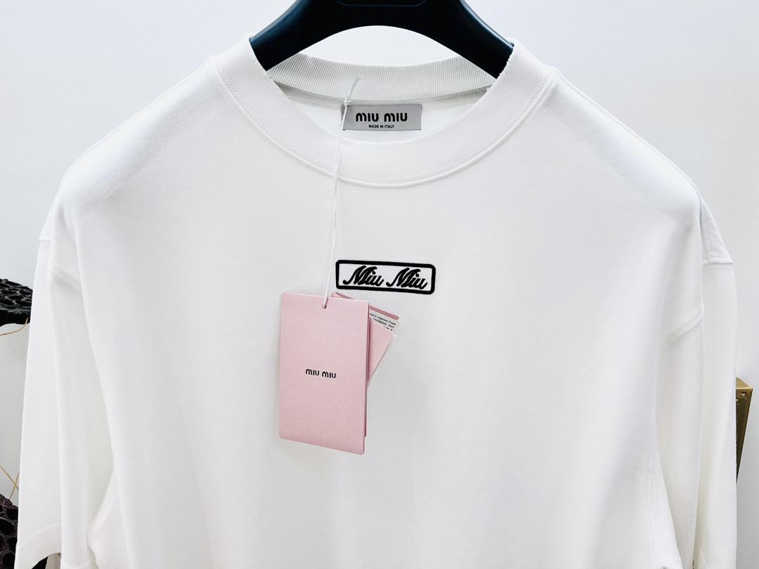 Футболка Miu Miu Frontside Handwritten Logo Miu Miu "White" фото № 2