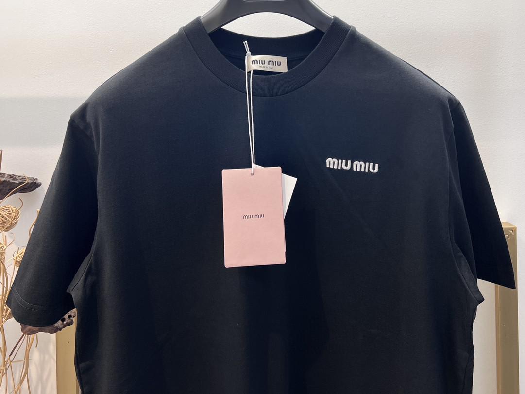 Футболка Miu Miu Frontside Contrast Color Logotype Miu Miu "Black" фото № 3