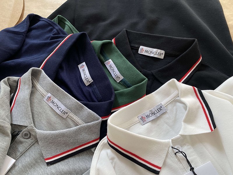 Поло Moncler Edge Decorated By Two Stripes And Small Logo "Blue" фото № 3