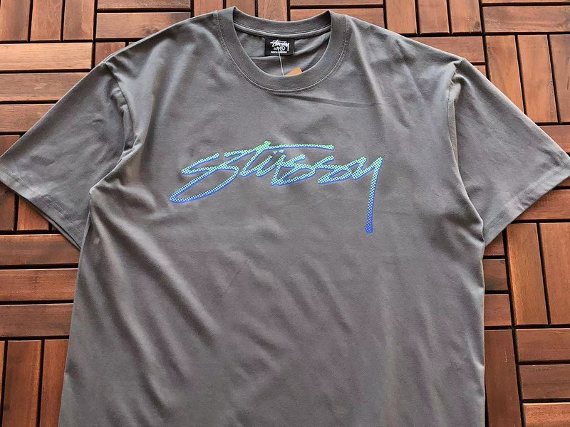 Футболка Stussy Lace Logo "Gray" фото № 2