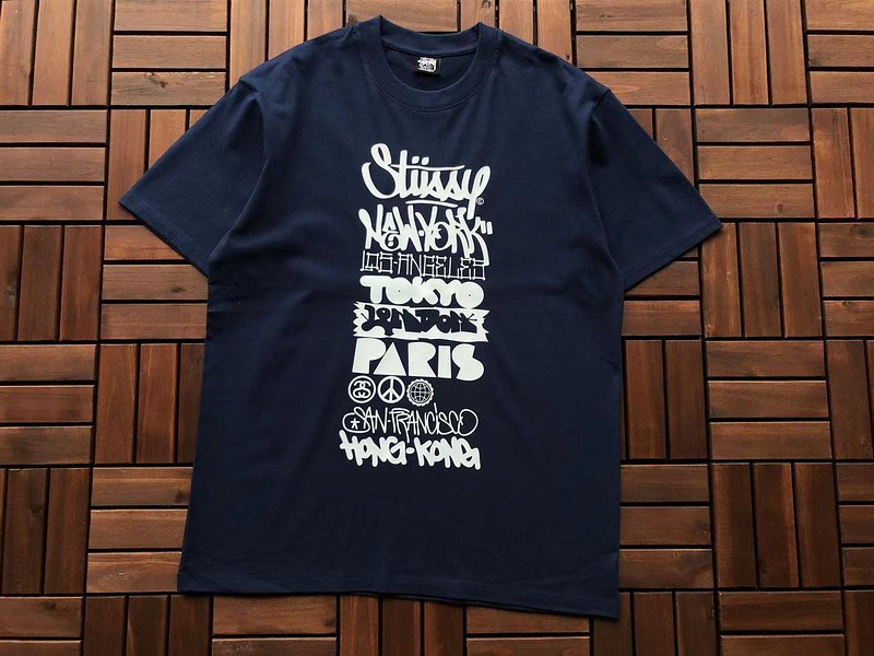 Футболка Stussy Front Lettering In Rectangle "Blue" фото № 3