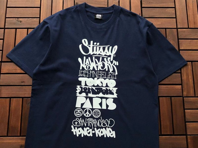 Футболка Stussy Front Lettering In Rectangle "Blue" фото № 2