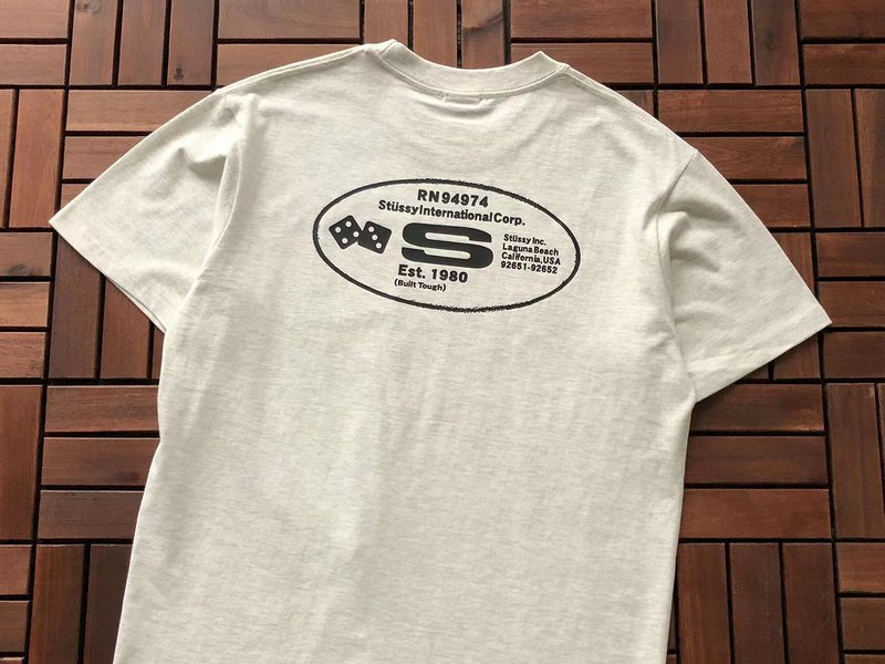 Футболка Stussy Lettering And Playing Cubes In Oval "Beige" фото № 4