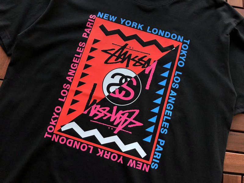 Футболка Stussy Rectangle With Multicolor Lettering And Symbols "Black" фото № 5