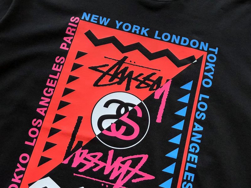 Футболка Stussy Rectangle With Multicolor Lettering And Symbols "Black" фото № 4
