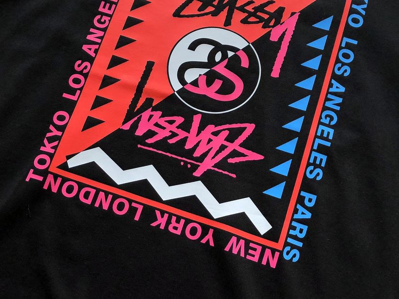 Футболка Stussy Rectangle With Multicolor Lettering And Symbols "Black" фото № 3