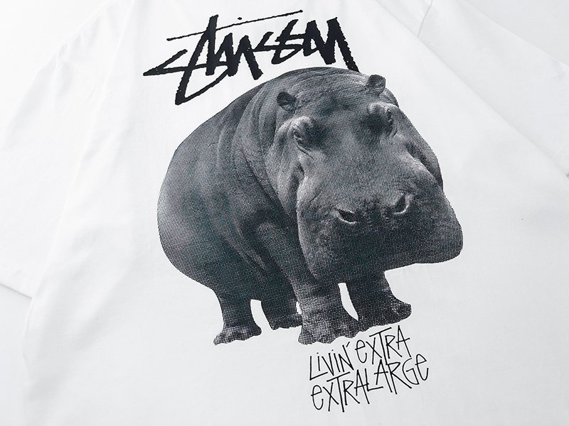 Футболка Stussy With A Hippo Print "White" фото № 4