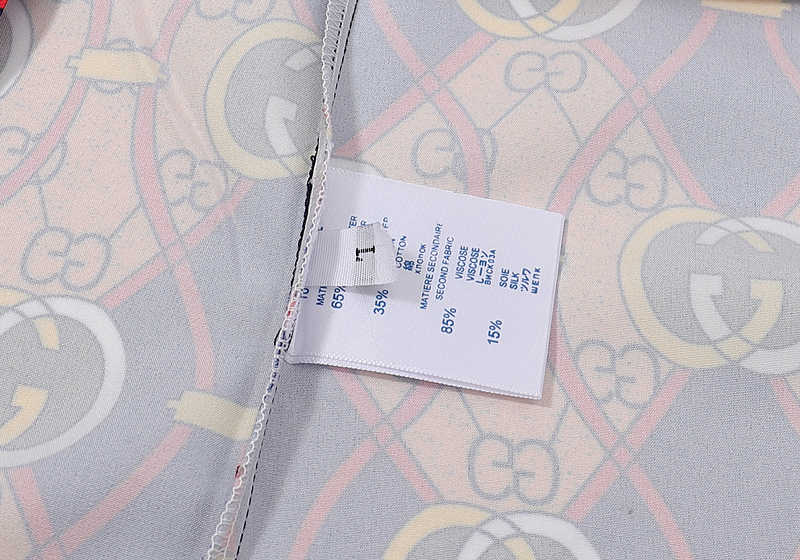 Рубашка Gucci Short Sleeve Curved Lines "Beige/Red" фото № 5