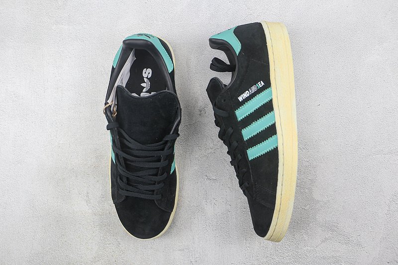 Atmos x Wind and Sea x Adidas Campus 80s "Core Black/Blue" фото № 6