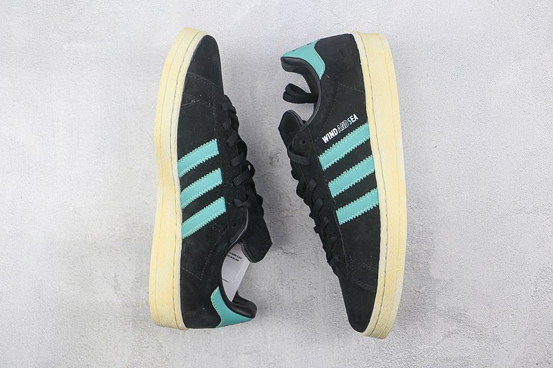 Atmos x Wind and Sea x Adidas Campus 80s "Core Black/Blue" фото № 7