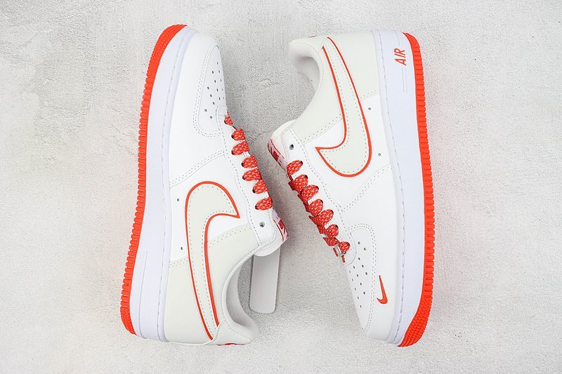 Nike Air Force 1 Low "White/Orange Red/Light Grey" фото № 7