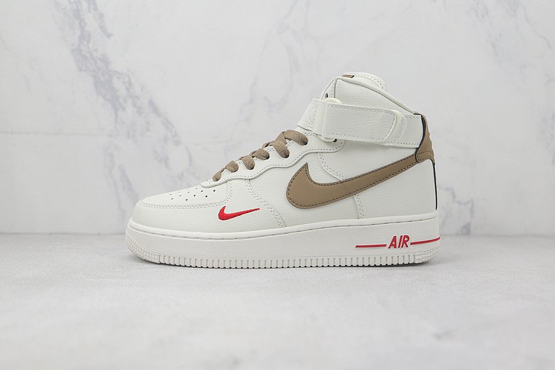 Nike Air Force 1 High "Off White/Brown/Red" фото № 2
