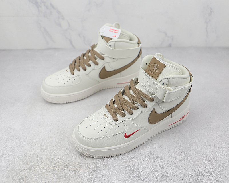 Nike Air Force 1 High "Off White/Brown/Red" фото № 5