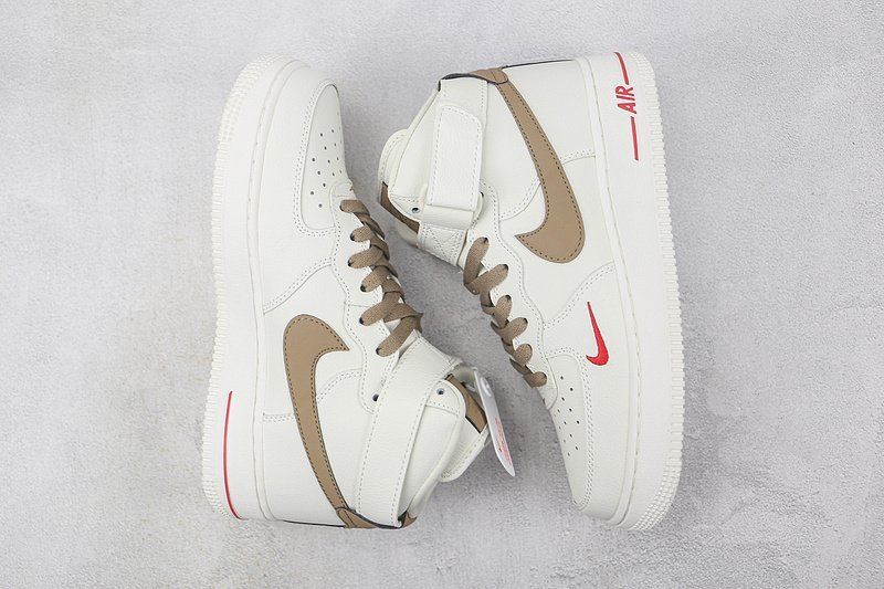 Nike Air Force 1 High "Off White/Brown/Red" фото № 7