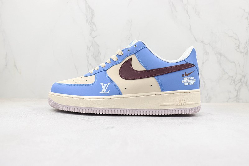 Louis Vuitton x Nike Air Force 1 Low "Blue/Beige/Dark Brown" фото № 2
