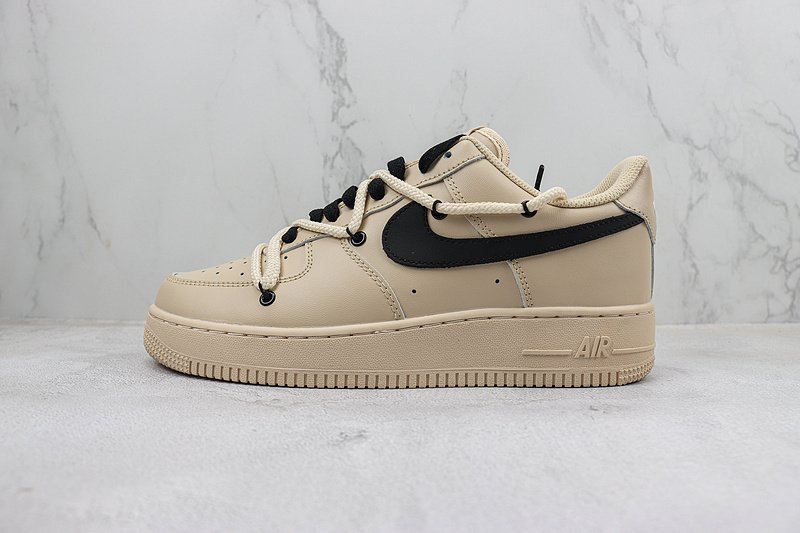 Nike Air Force 1 Low "Black Double Lacing/Beige" фото № 2