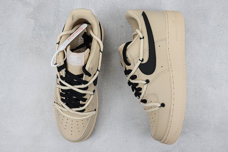 Nike Air Force 1 Low "Black Double Lacing/Beige" фото № 7