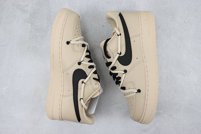 Nike Air Force 1 Low "Black Double Lacing/Beige" фото № 6