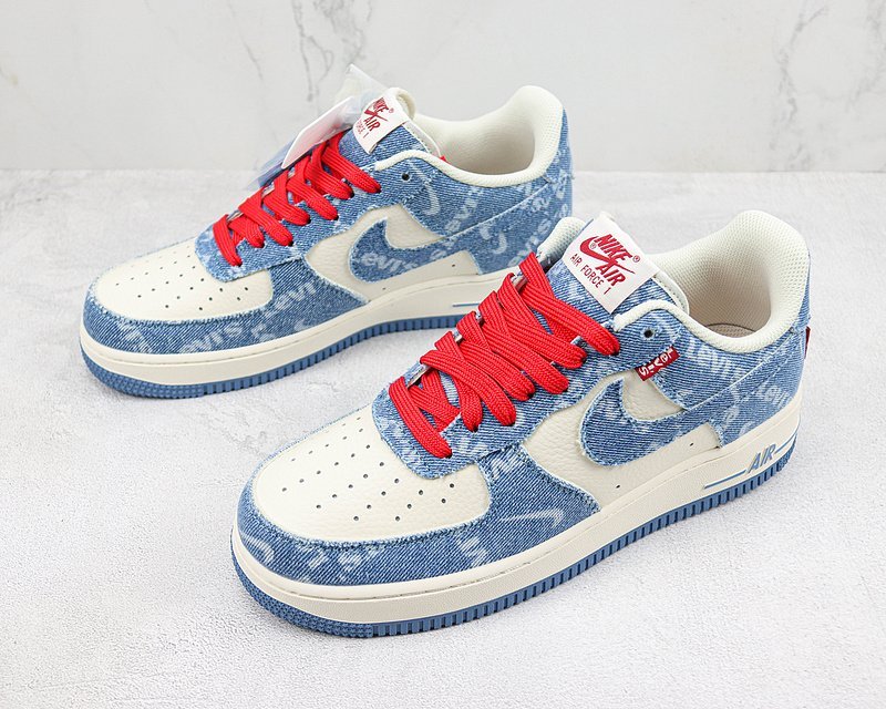Levi's x Nike Air Force 1 Low "Blue Denim/Cream White/Red" фото № 5