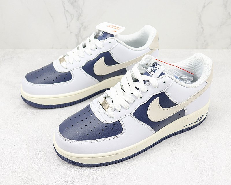 Nike Air Force 1 Low "White/Beige/Hidden Dark Blue" фото № 5