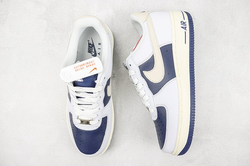 Nike Air Force 1 Low "White/Beige/Hidden Dark Blue" фото № 6