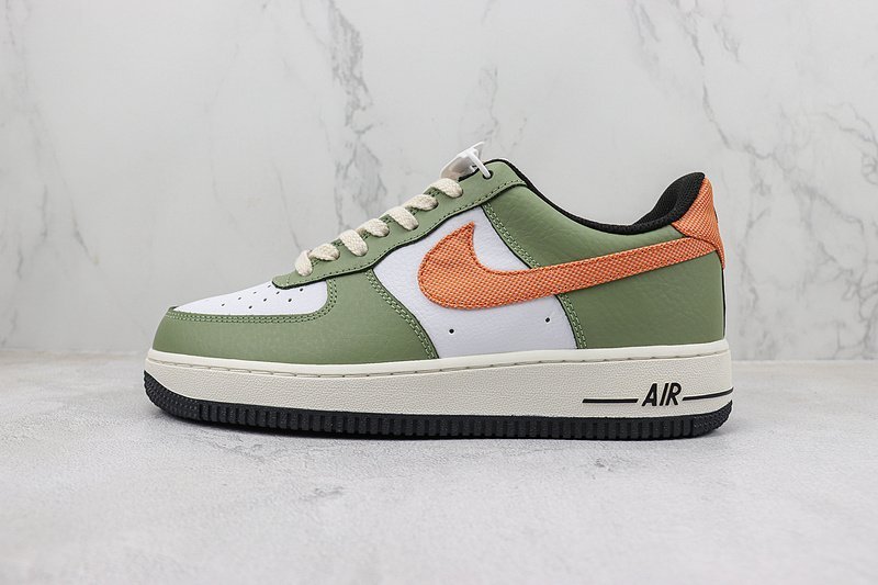 Nike Air Force 1 07 Low "Green/White/Orange" фото № 2