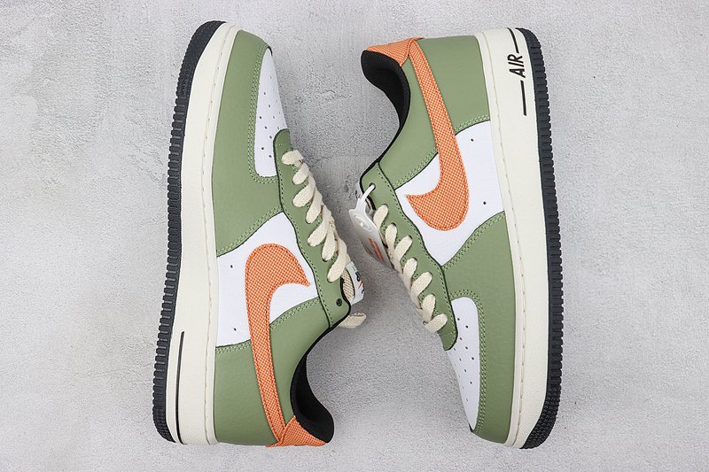 Nike Air Force 1 07 Low "Green/White/Orange" фото № 6