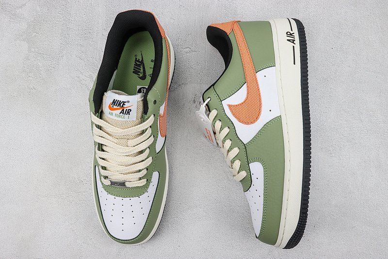 Nike Air Force 1 07 Low "Green/White/Orange" фото № 7