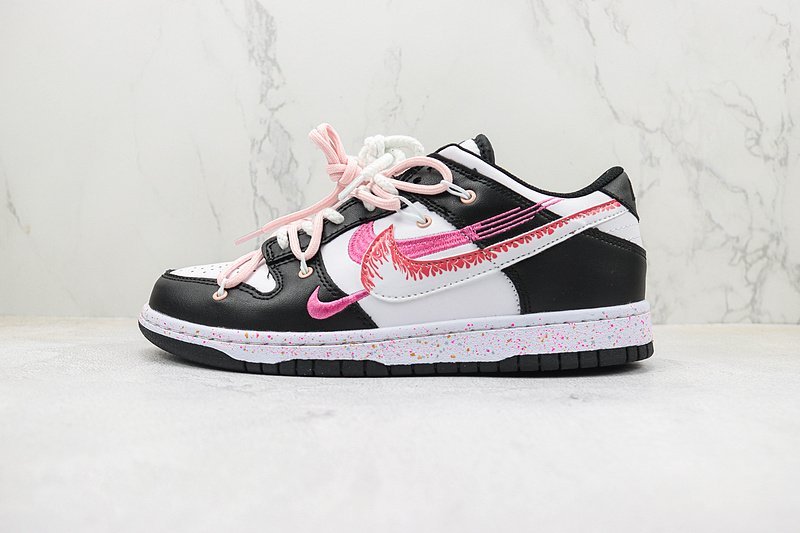 Nike Dunk Low Multi Swoosh "Black/White/Pink" фото № 2