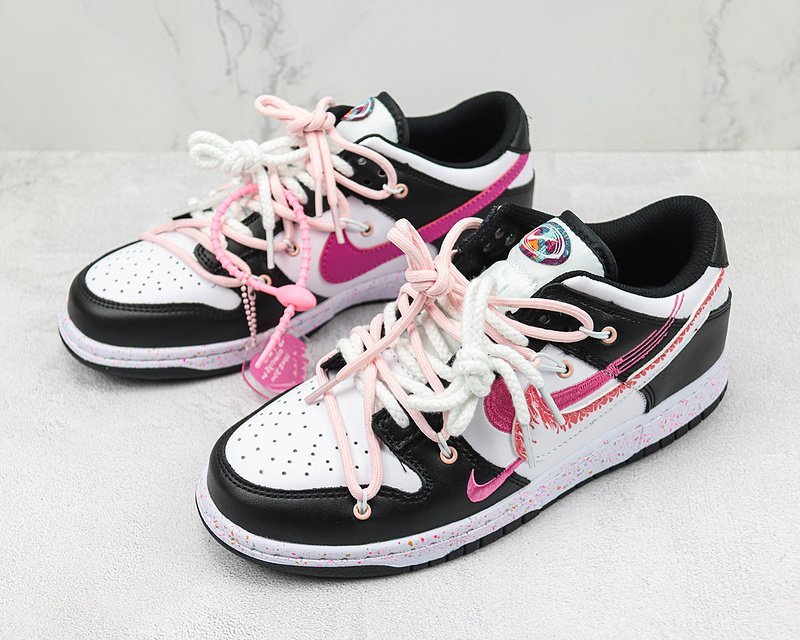 Nike Dunk Low Multi Swoosh "Black/White/Pink" фото № 5
