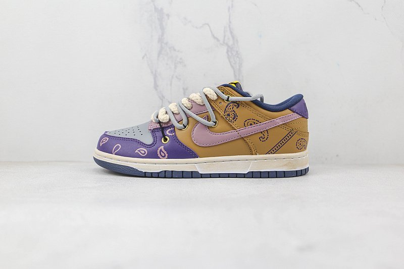 Nike Dunk Low Retro "Brown/Grey/Purple-Yellow" фото № 2