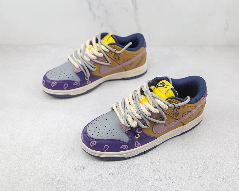 Nike Dunk Low Retro "Brown/Grey/Purple-Yellow" фото № 5