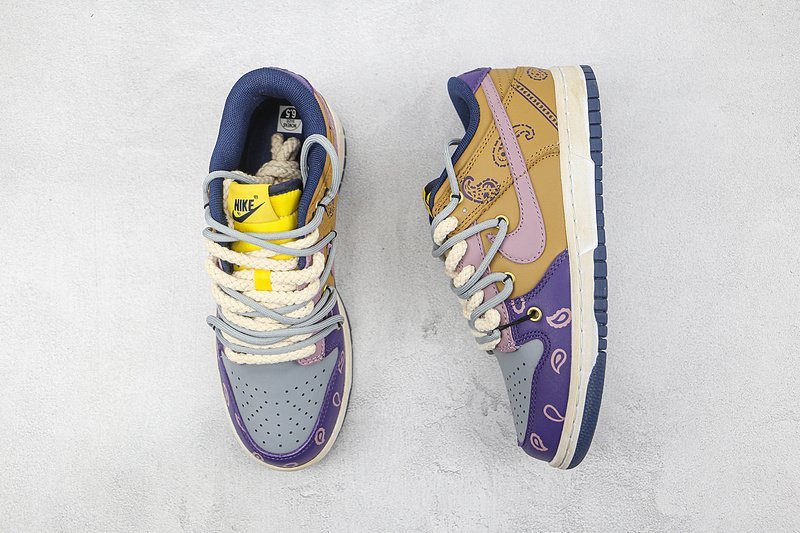 Nike Dunk Low Retro "Brown/Grey/Purple-Yellow" фото № 6