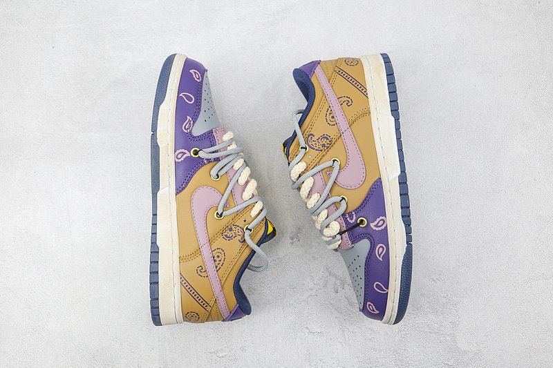 Nike Dunk Low Retro "Brown/Grey/Purple-Yellow" фото № 7