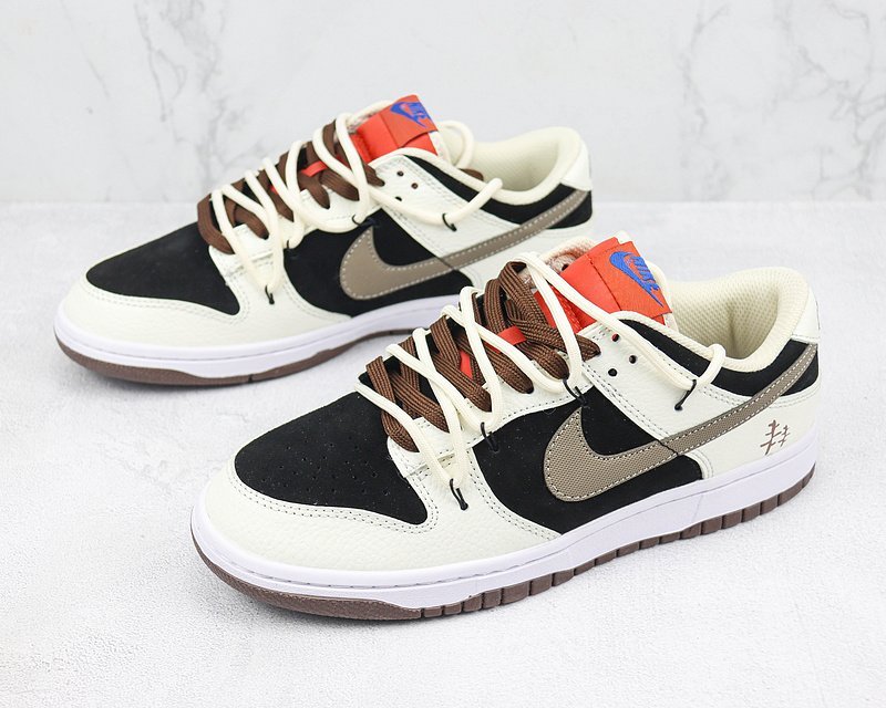 Nike Dunk Low Custom "Black/Dark Brown/Off White"" фото № 5