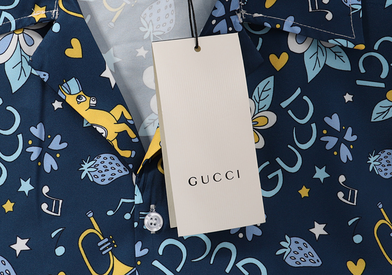 Рубашка Gucci Short Sleeve Retro flower "Blue" фото № 7