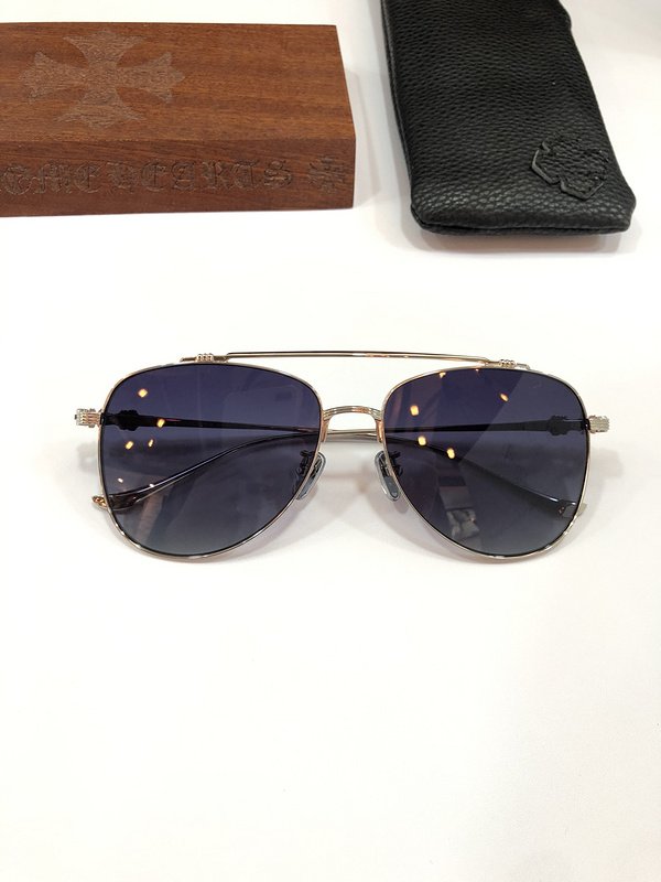 Солнцезащитные очки Chrome Hearts Thin Temples With Ornament "Blue/Gold" фото № 2