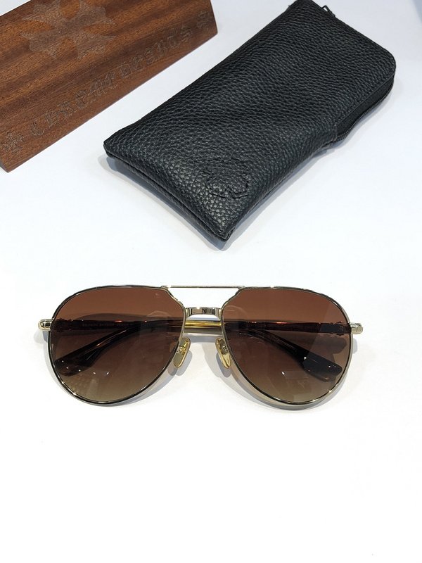 Солнцезащитные очки Chrome Hearts Temples With Crosses And Squares "Brown" фото № 2