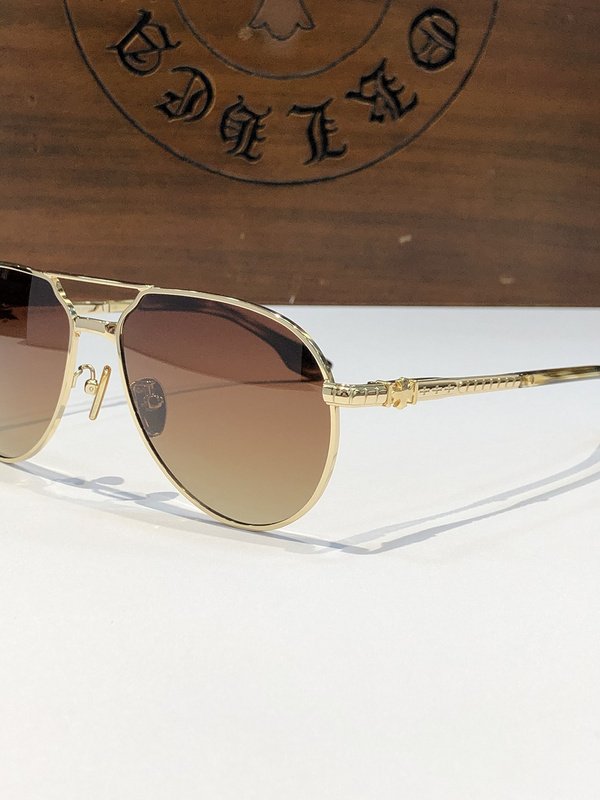 Солнцезащитные очки Chrome Hearts Temples With Crosses And Squares "Brown" фото № 4