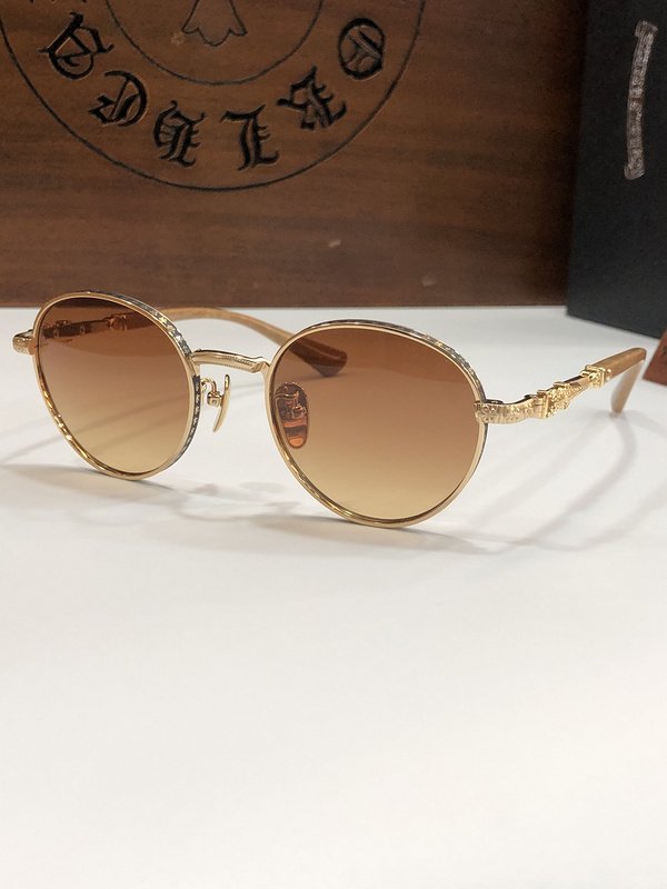 Солнцезащитные очки Chrome Hearts Rounded Shaped And Decorated Temples "Brown" фото № 2