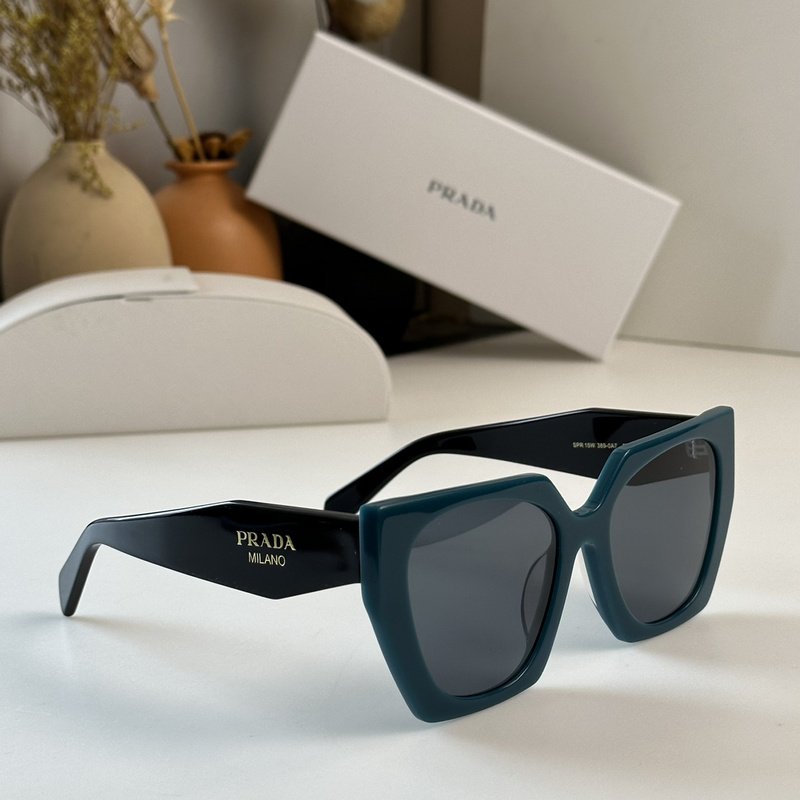 Солнцезащитные очки Prada Hexagon Frame With Romb And Logo Inscription "Blue" фото № 2