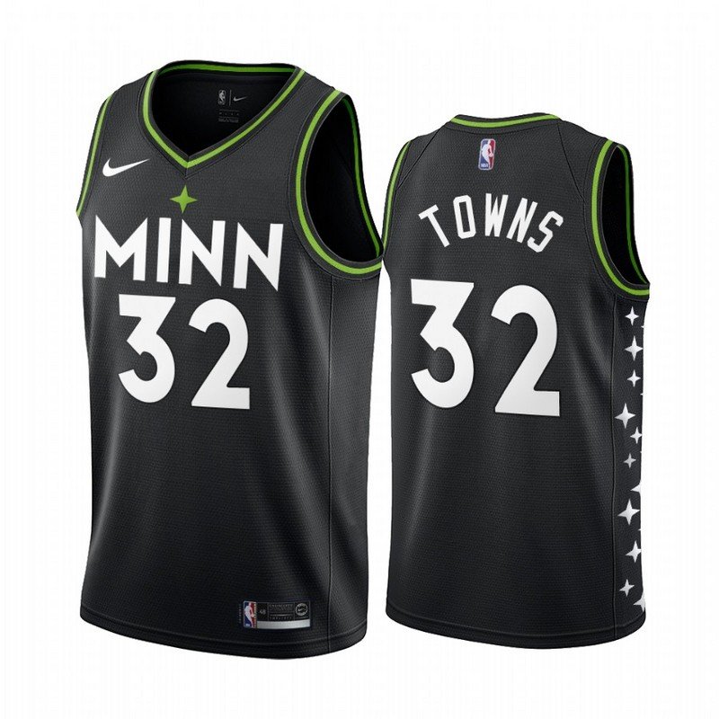 Баскетбольная Джерси Nike Minnesota Timberwolves 20-21 №32 Karl-Anthony Towns "Black" фото № 2