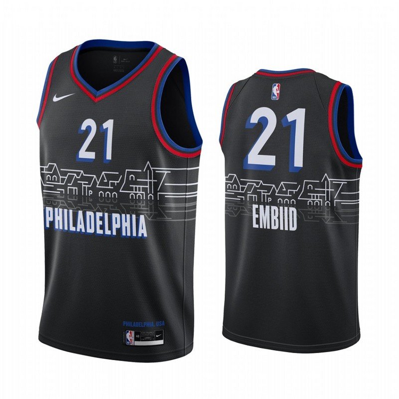 Баскетбольная Джерси Nike Philadelphia 76ers 21 №21 Joel Embiid "Black" фото № 2