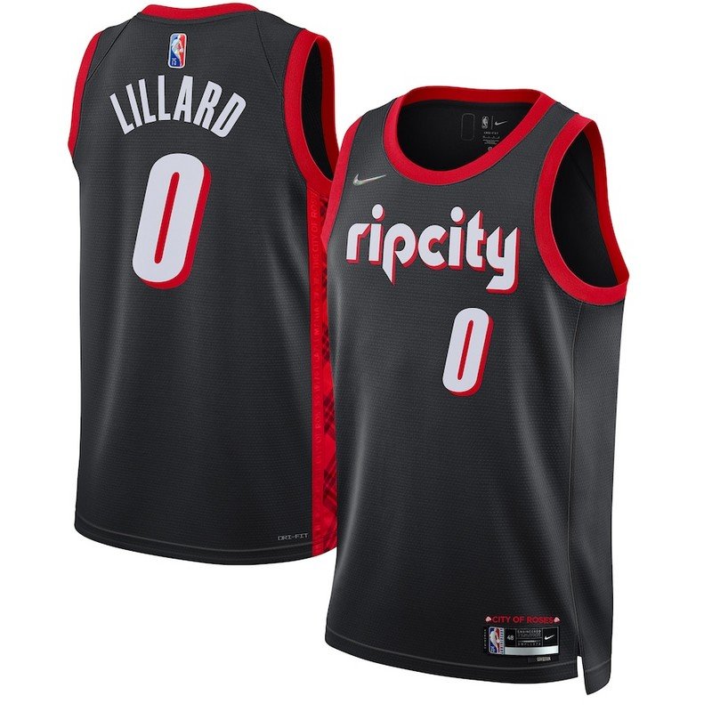 Баскетбольная Джерси Nike Portland Trail Blazers 21-22 №0 Damian Lillard "Black" фото № 2